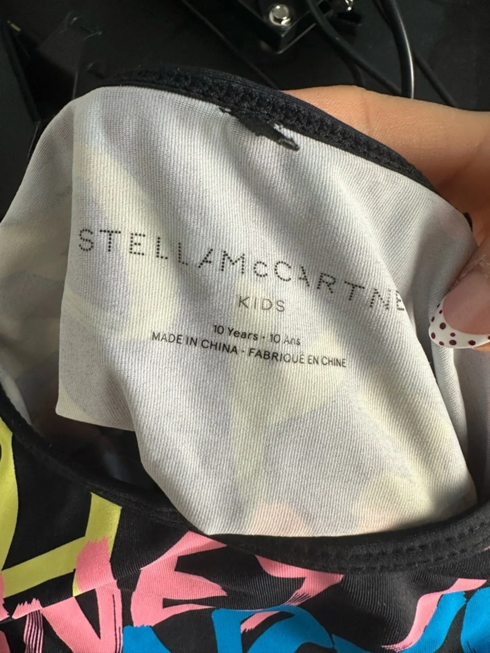 NEW Stella McCartney Kids BLACK Recycled Polyamide Logo Top Active Swim Wear 10Y